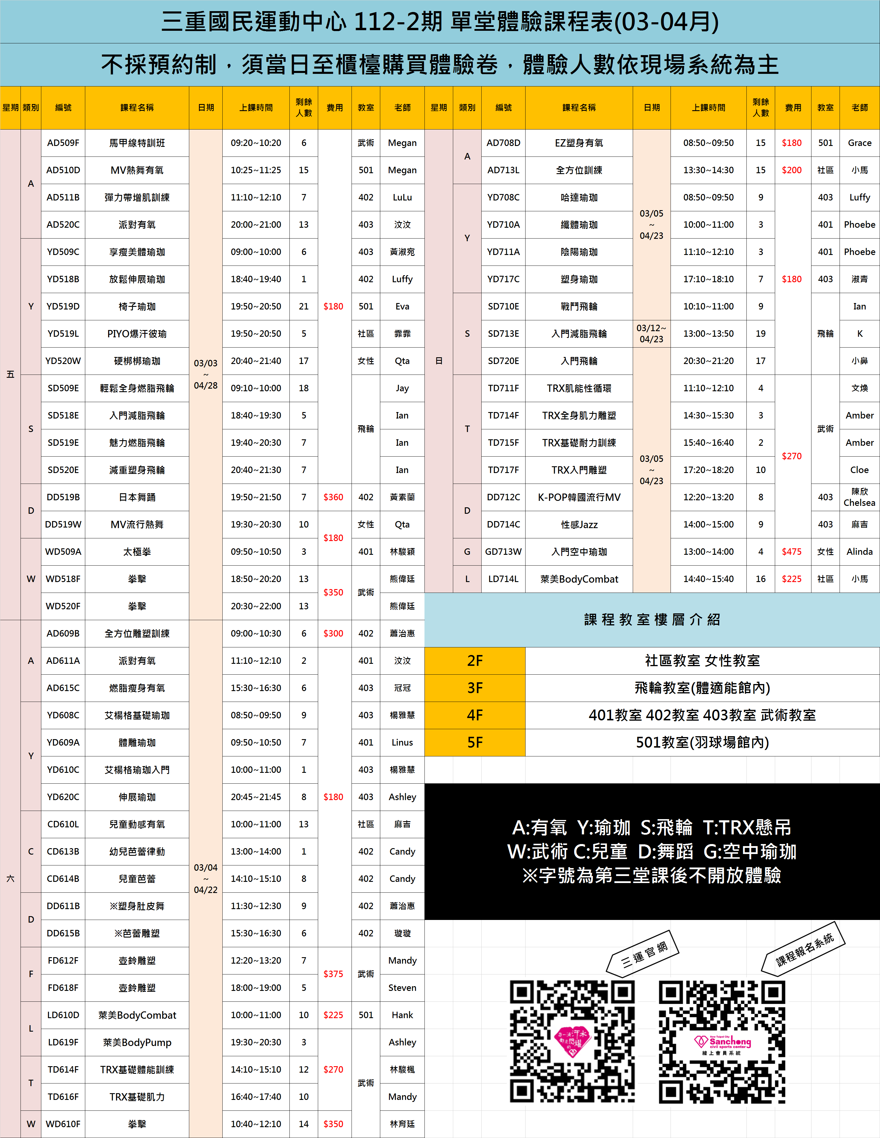 112-2期(3-4月)團體體驗課表(不定時更新)